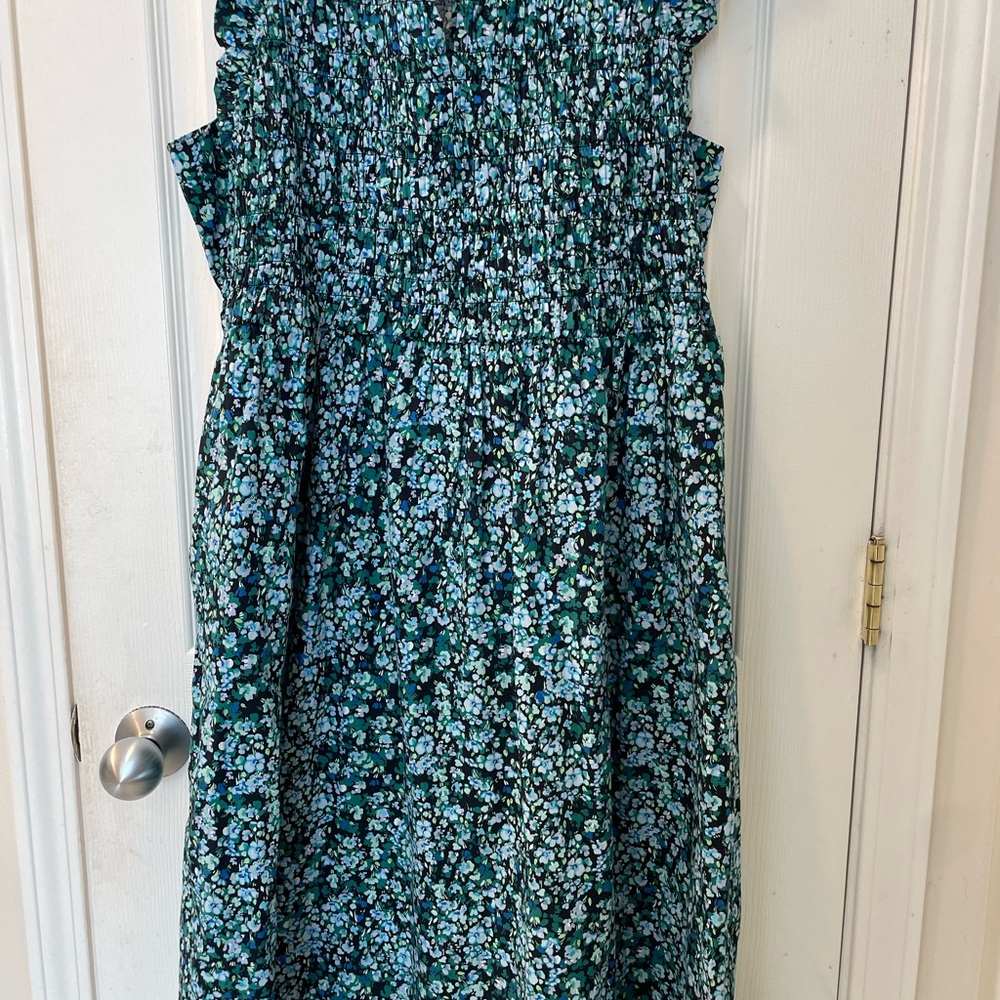 J. Crew Floral Midi Dress - Blue and Green
